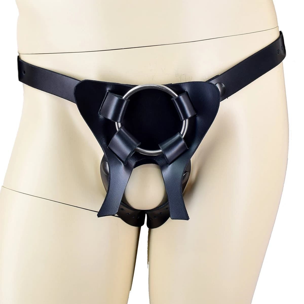 High Quality Leather Men's DP Leather Strap Wearable Dildos Strap Sex Band