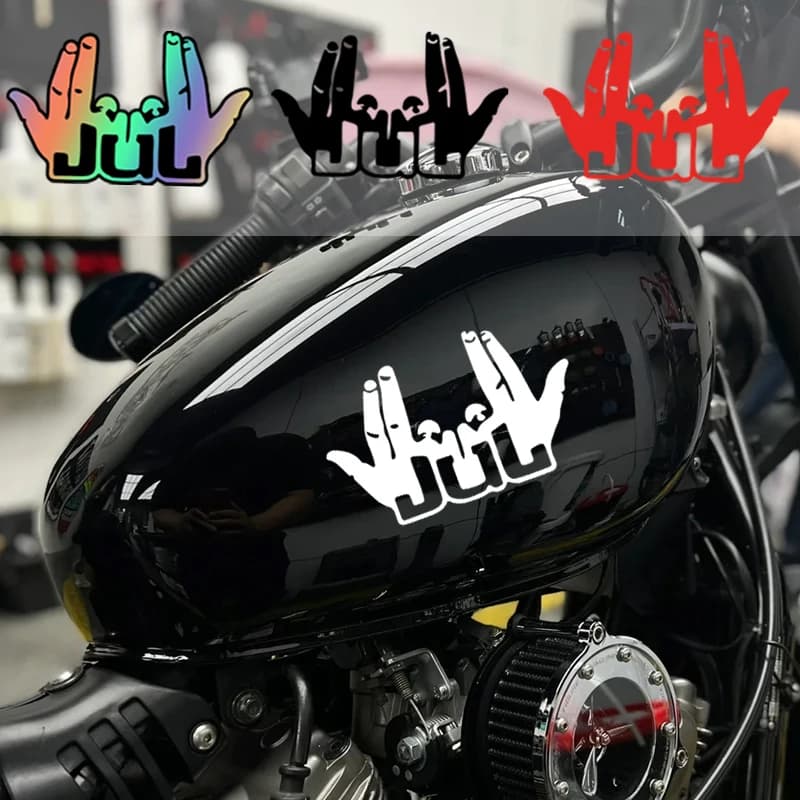 1PC 2025 New Funny JUL Finger Motorcycle Stickers Waterproof Motorbike Fuel Tank Front Fairing Scooter Vinyl Decals Decoration