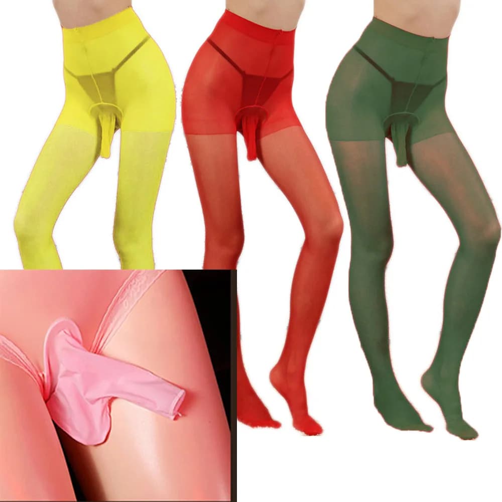 MEN‘s Pantyhose with penis sleeve Stockings Tights Ultra-Sheer NightLife PARTY candycolors wholesale
