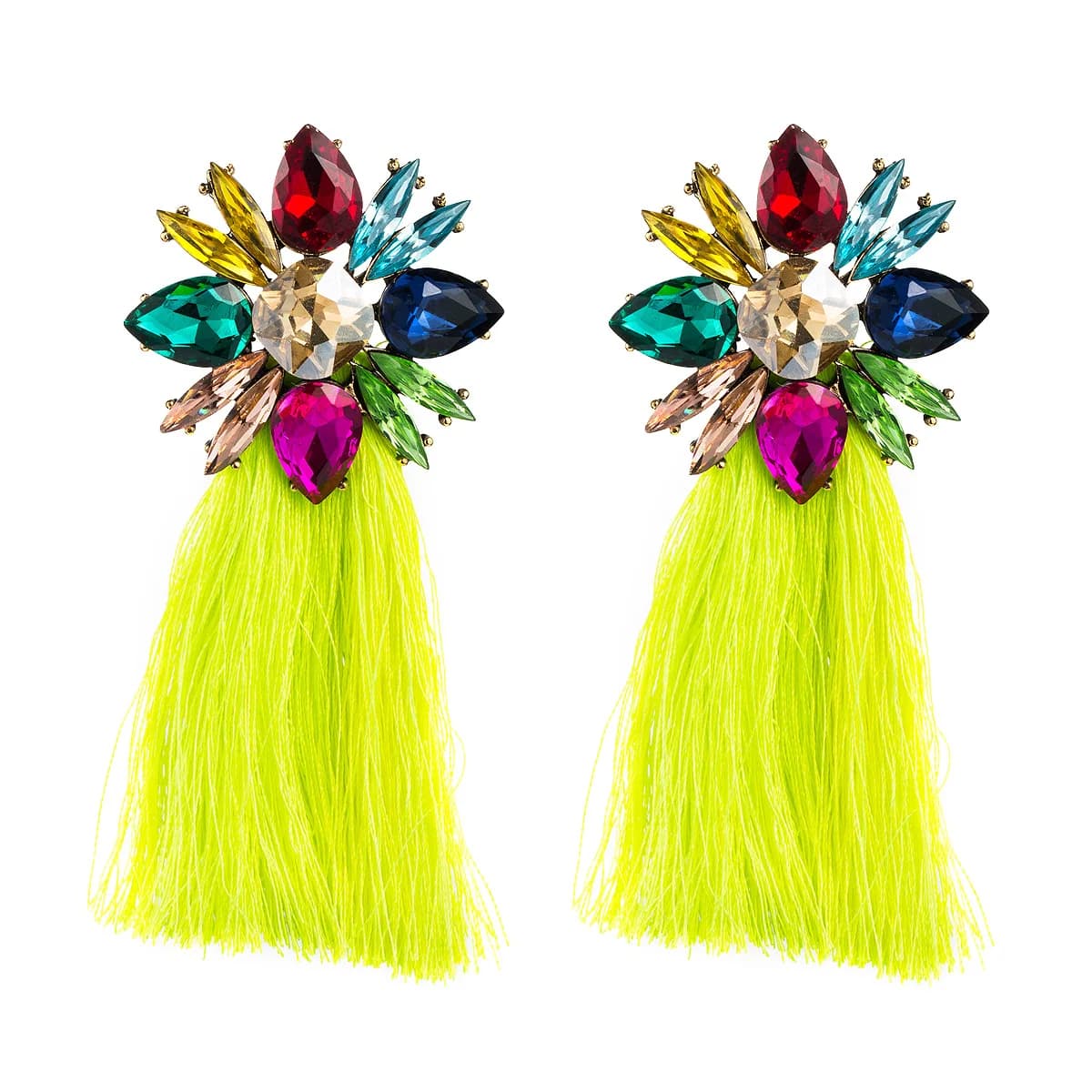 Bohemia Creative pink Flower Crystal Drop Earrings Women Jewelry Ethnic Hyperbolic White Black Tassel Dangle Earrings Christmas