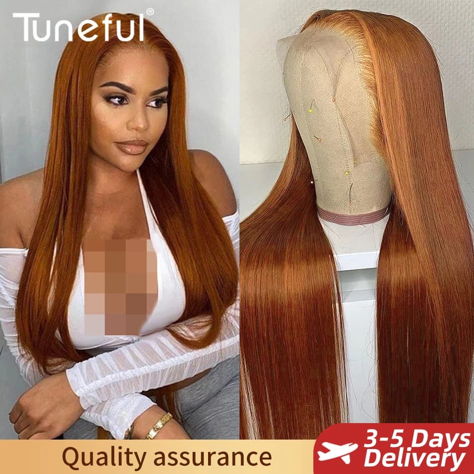 13x6 Ginger Blonde Trendy Colored Human Hair Lace Front Wigs 180% HD Lace Frontal Wigs Straight Honey Blonde Human Hair Wig