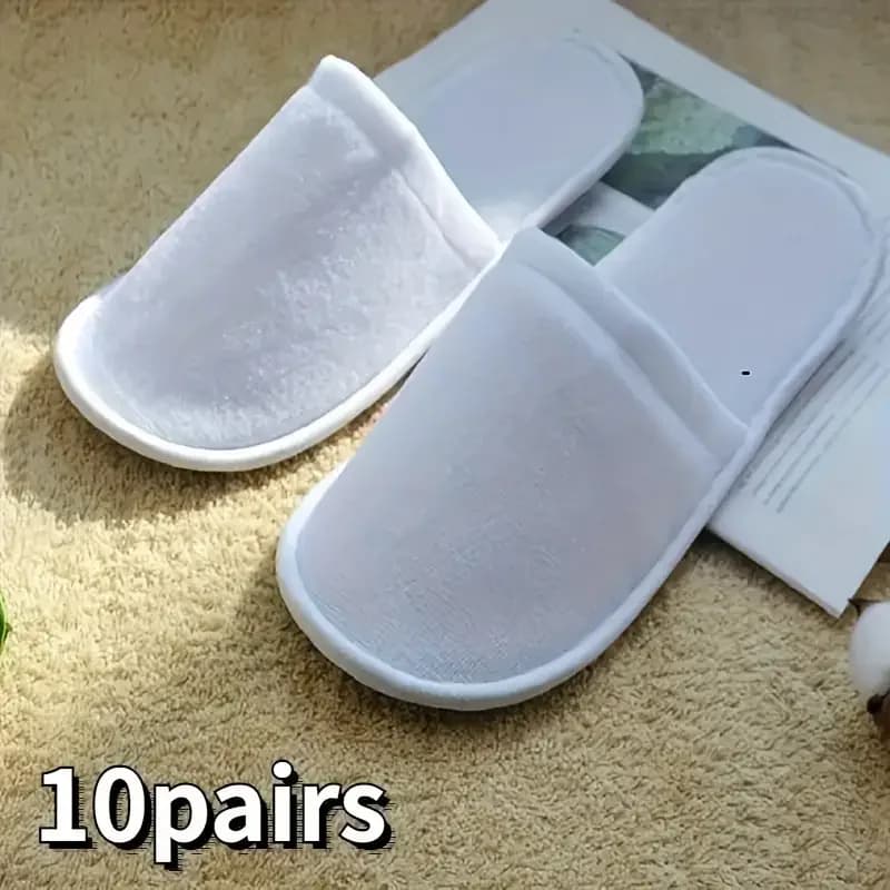 10pairs Spa Slippers Brushed Plush Closed-toe Disposable Slippers for Men and Women Suitable for Families Guest Hotel Tra