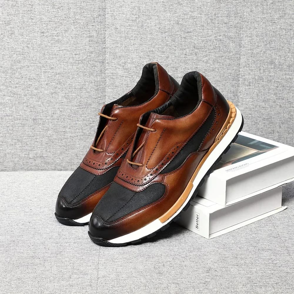 European Casual Men's Genuine Leather Oxfords Luxury Lace-up Sneakers High Grade Brand Design Fashionable Daily Flats Shoes Man