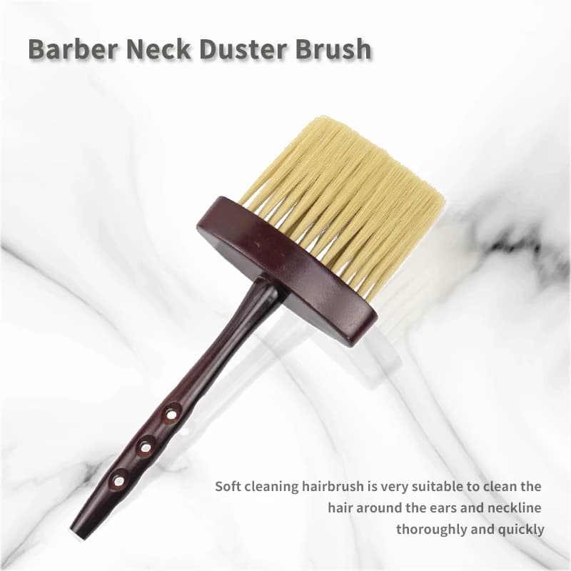 1 professional ultra soft cork long handle neck and face dust removal cleaning brush, salon hairstyle tool brush