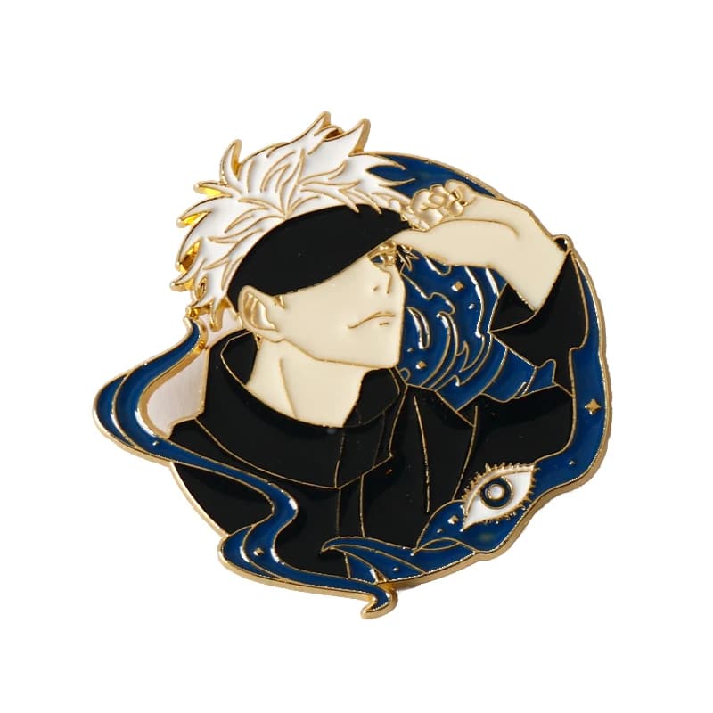 Anime Jujutsu Kaisen Brooch Keychain Cartoon Figure Gojo Satoru Enamel Lapel Pins Cute Cosplay Props Jewelry Gift for Friends