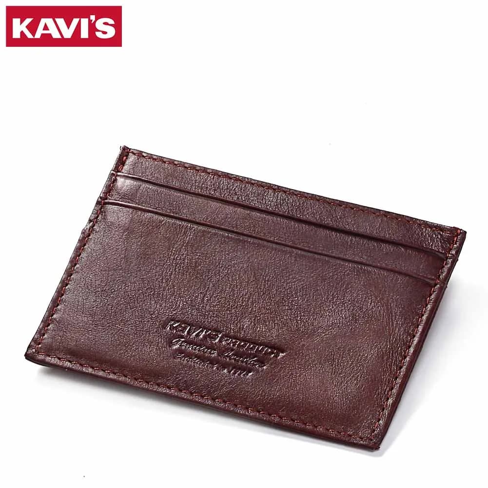 New Slim 100% Cowhide Leather Card Holder for Men Thin Mini ID Credit Cardholder Purse Minimalist Front Pocket Wallets