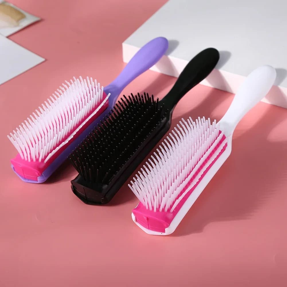 9 Rows Styling Hair Brush Straight Curly Hair Detangling Comb Scalp Massage Detachable Hairbrush Special for Real Hair Wigs
