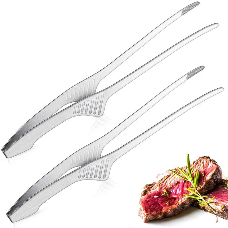 BBQ Tongs Non Slip Cooking Utensils Stainless Steel Tongs for Serving Food, Salad, Camping, Barbecue, Buffet
