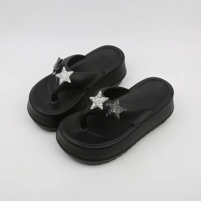 Y2K stars shoes for Women's Summer Thick Bottom Punk Retro Fashion Ins Trend Slippers