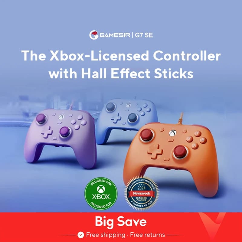 GameSir G7 SE Xbox Gaming Controller Wired Gamepad for Xbox Series X, Xbox Series S, Xbox One, with Hall Effect Joystick
