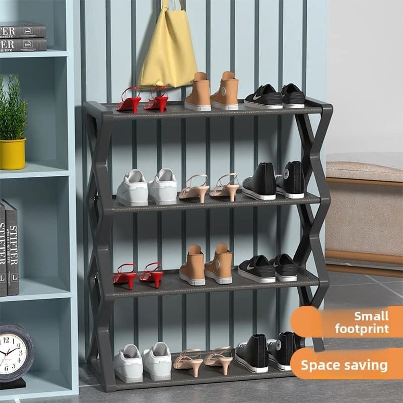 2.Creative X-shaped dust-proof shoe rack, a simple home shoe rack with seamless joints for space-saving storage