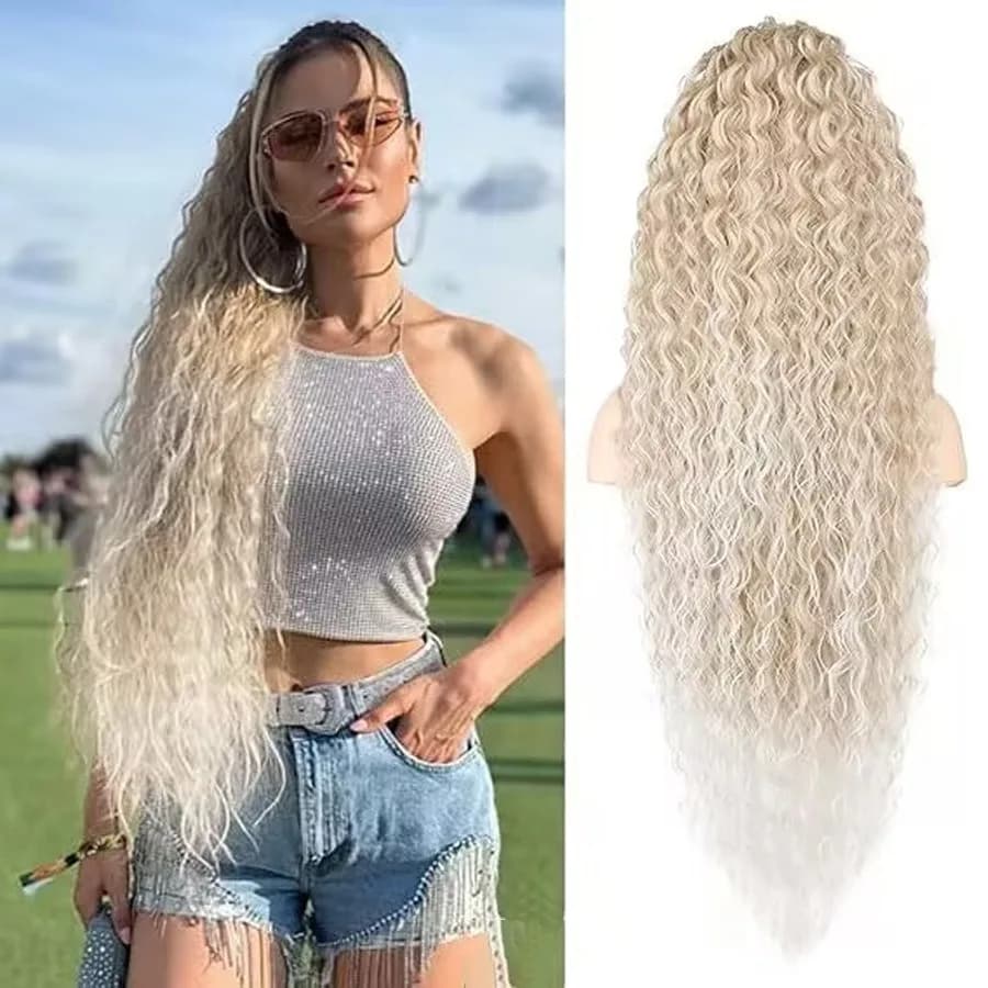 36inch Synthetic Corn Wavy Long Ponytail Hair Extension wig Kinky Curly Thick Clip In Drawstring Ponytail On Hair accessory