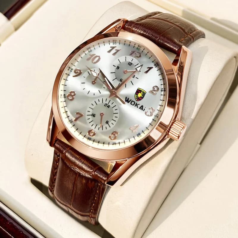 WOKAI high quality fashion casual men's business belt quartz watch Universe Big Dipper Men's Sport waterproof clock boy