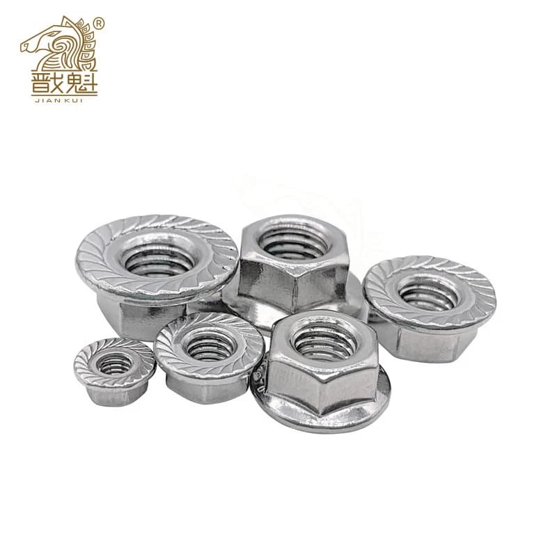 2/25X M3 M4 M5 M6 M8 M10 M12 High Quality Stainless Steel Hexagon Hex Head Serrated Spinlock Flange Nut Locknut Lock Nut DIN6923