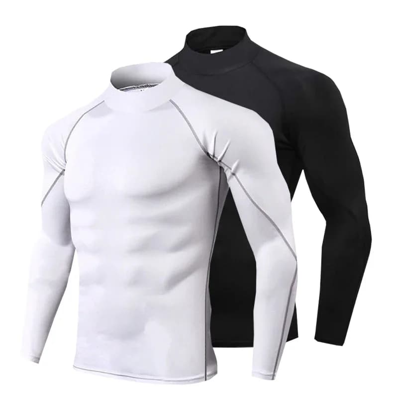 1pcs Men's Long-sleeved Thermal Underwear Male Thin Tight Fitting Fast Dry Elastic Fitness Tops Man Autumn Winter Sprots Wear