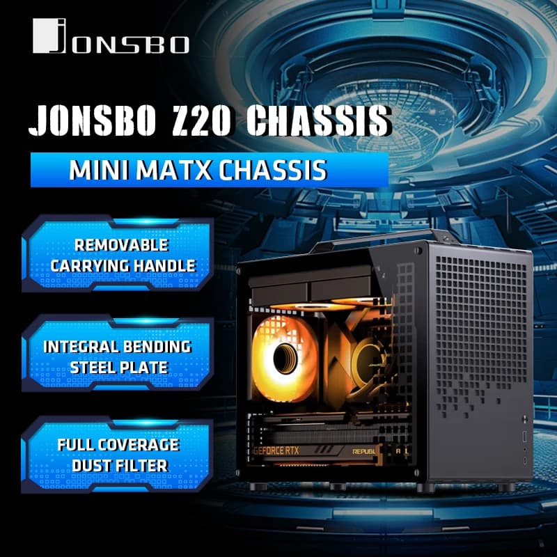JONSBO Z20 MATX ATX PC Case Chassis 20L Detachable Handle Case 163mm Air-Cooled Graphics Card Type-C Desktop Small Space 컴퓨터 케이스