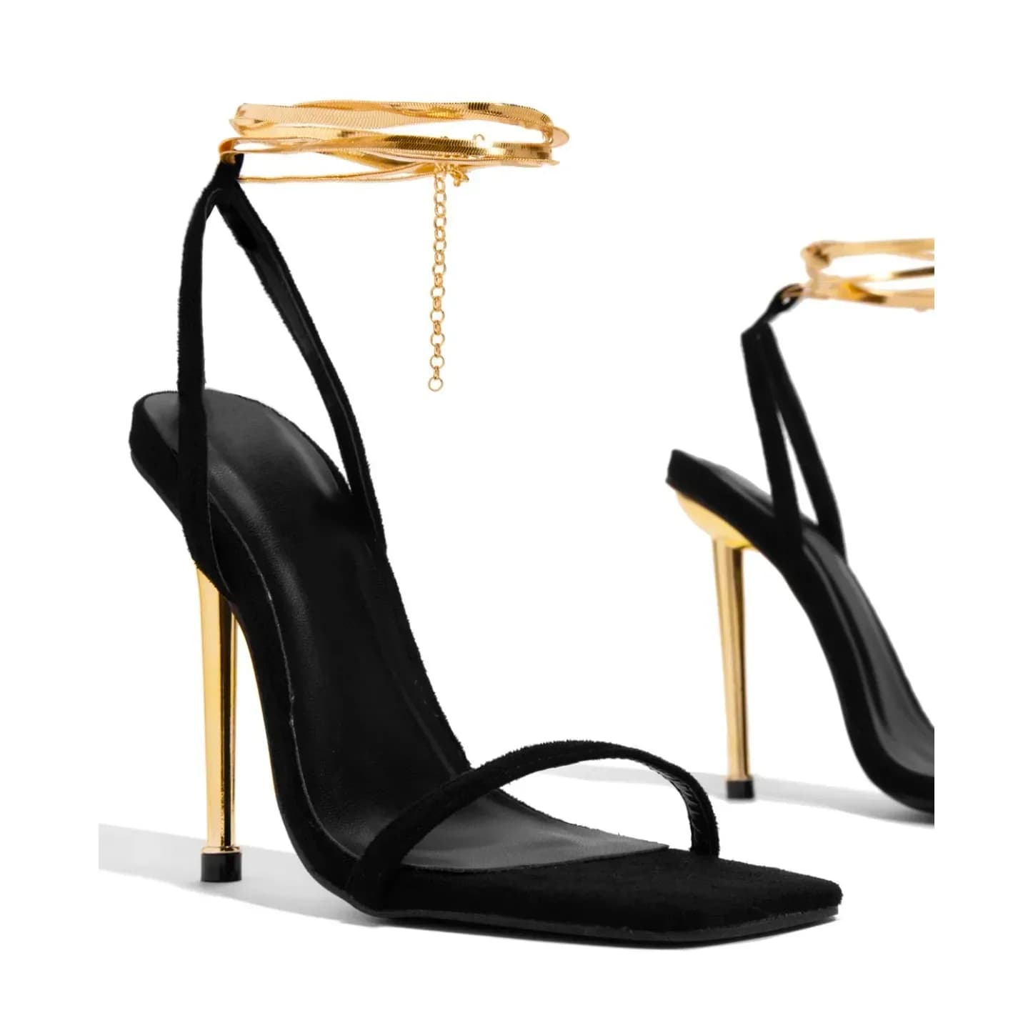 2024 Women heels Sexy Gold High Heels Sandals Thin Single Strap Metal Stiletto Sandals Gold Heel Shoes