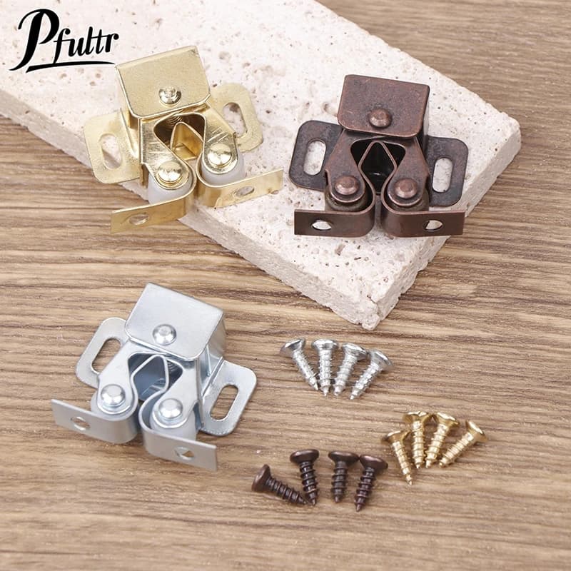 Metal Home Use Double Ball Roller Catches Cupboard Cabinet Door Latch Hardware Copper Smooth Tight Grip Action
