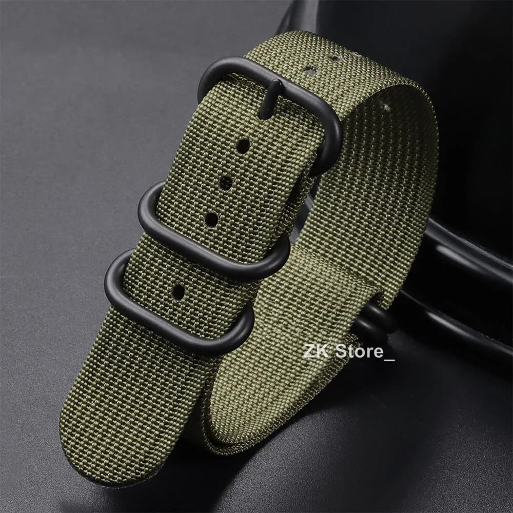 Quality Ribbed Watch Band Black Ring Buckle Nylon Striped Strap for Omega Military Weave Sport Bracelet Belt 18mm 20mm 22mm 24mm