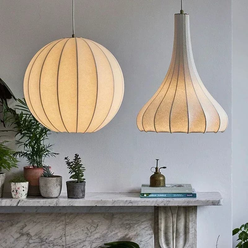 Wabi Sabi Silk Pendant Lights Minimalist Japan Hanging Lamps Living Room Bedroom Restaurant Chandeliers for Room Decor Lustre