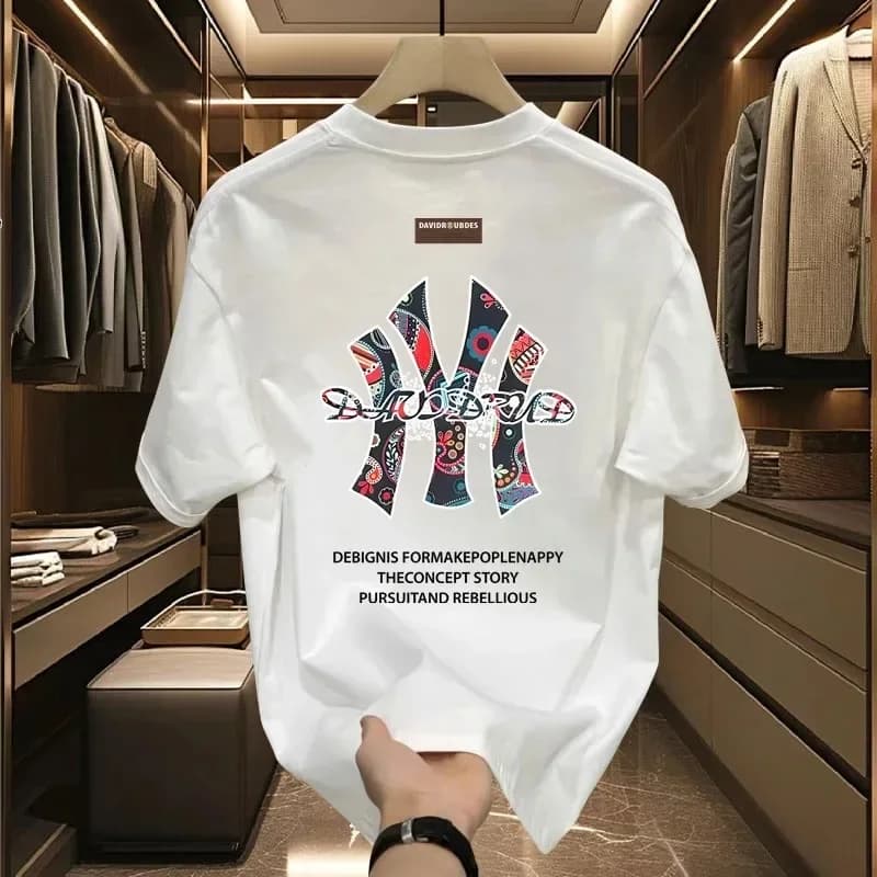 Luxury high-end pattern printing 100% cotton men's T-shirt summer casual fashion T-shirt trendy brand high quality short sleeve