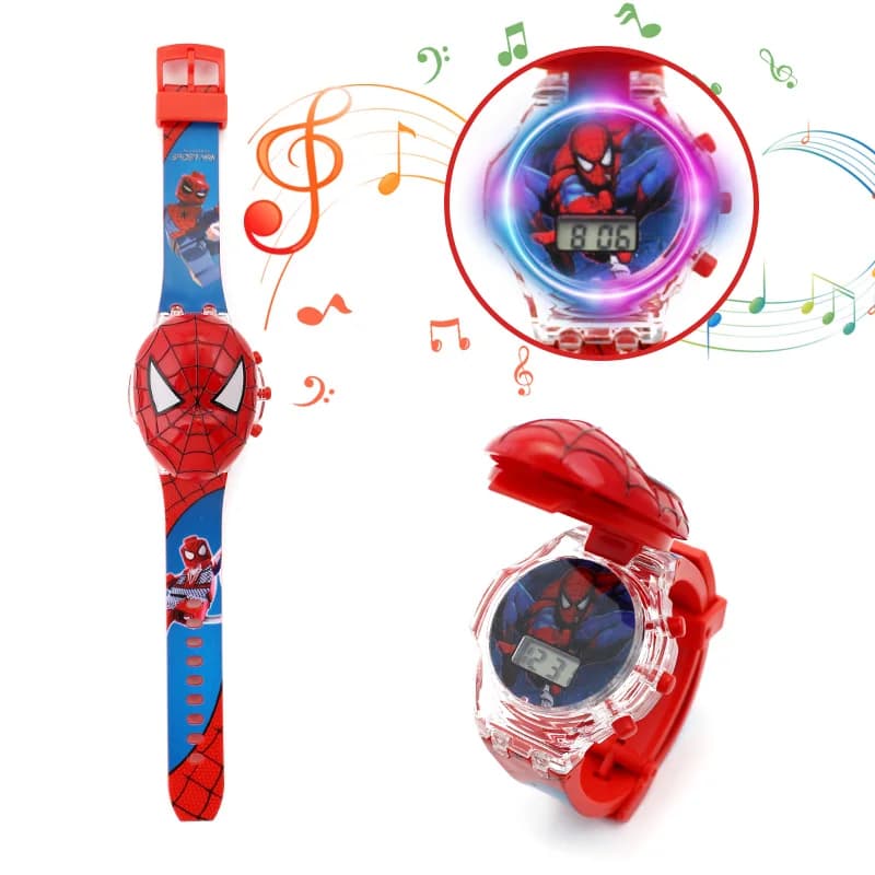 Luminous Cartoon Children's Watches Boys Colorful Flash Light with Music Super Hero Kids Watch Party Gift Wristwatch Clock