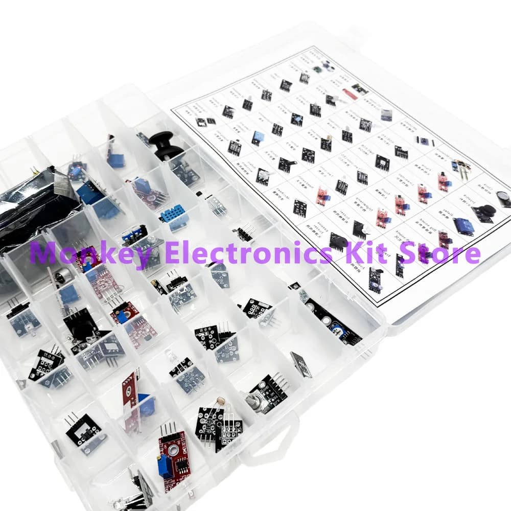 45 in 1 Sensors Modules and 16 Kinds Starter Kit For Arduino Raspberry Pi , Better Than 37 in 1 With Box DIY UNO R3 MEGA2560
