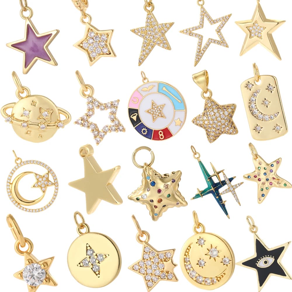 Cute Stars and Moon Charm Jewelry Production Designer Bohemian Pendant Resin Charm Diy Earrings Necklace Bracelet Amulet Dijes