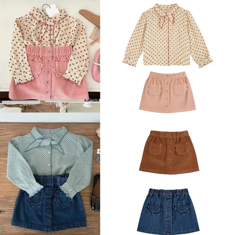Kids Tops and Skirts Clothing Sets 23 New Autumn Brand Design Girls Long Sleeve Shirts