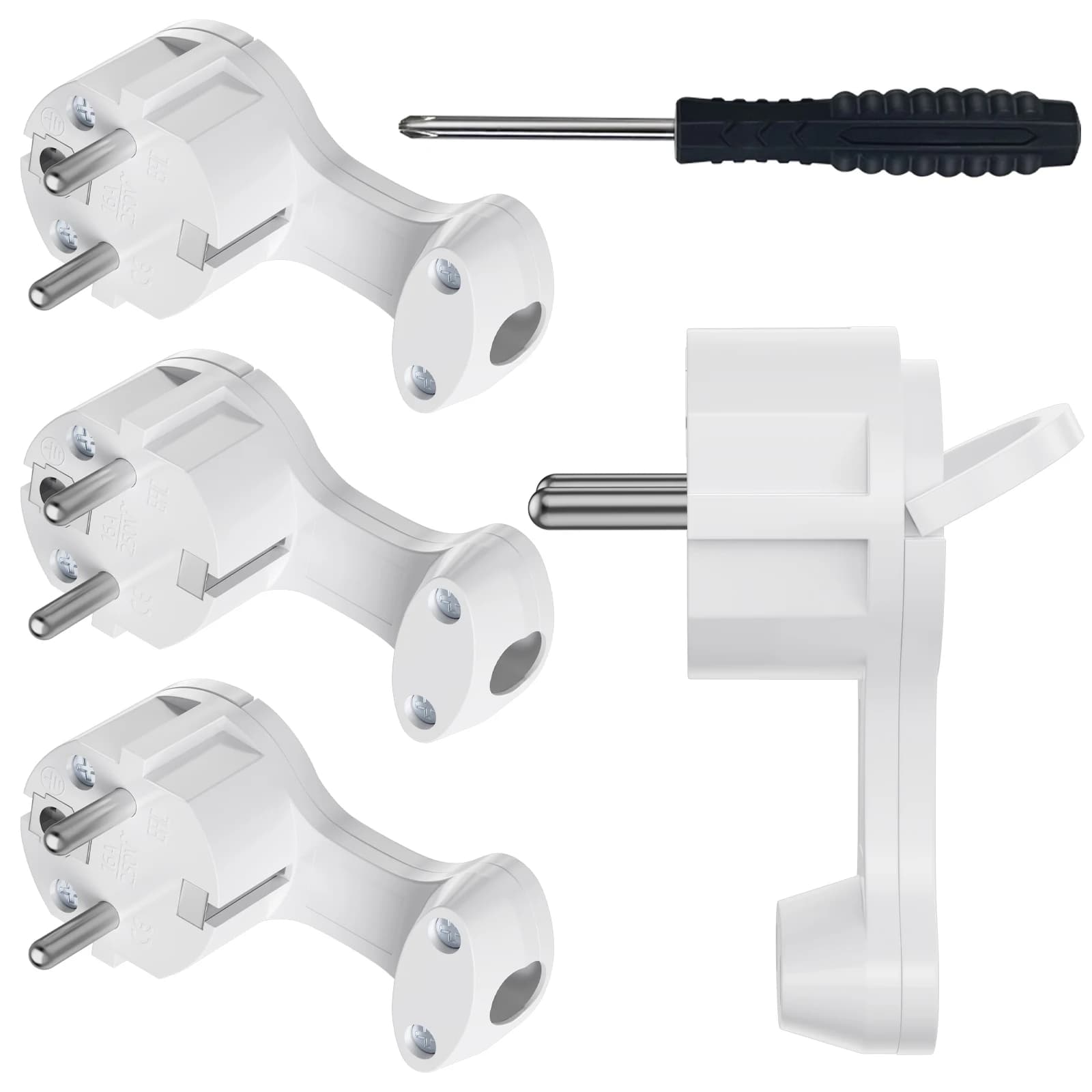 4pcs EU flat plug adapters with folding handles for replaceable wiring Schuko power plug sockets French German Standard