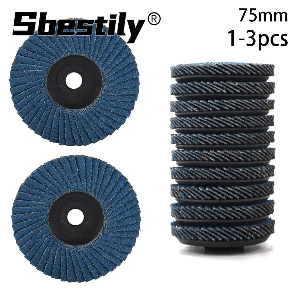 Sbestily 1/3pcs 75mm Flat Flap Discs 3inch Grinding Wheel Mini Sanding Disc For Angle Grinder Metal Polishing Wood Abrasive