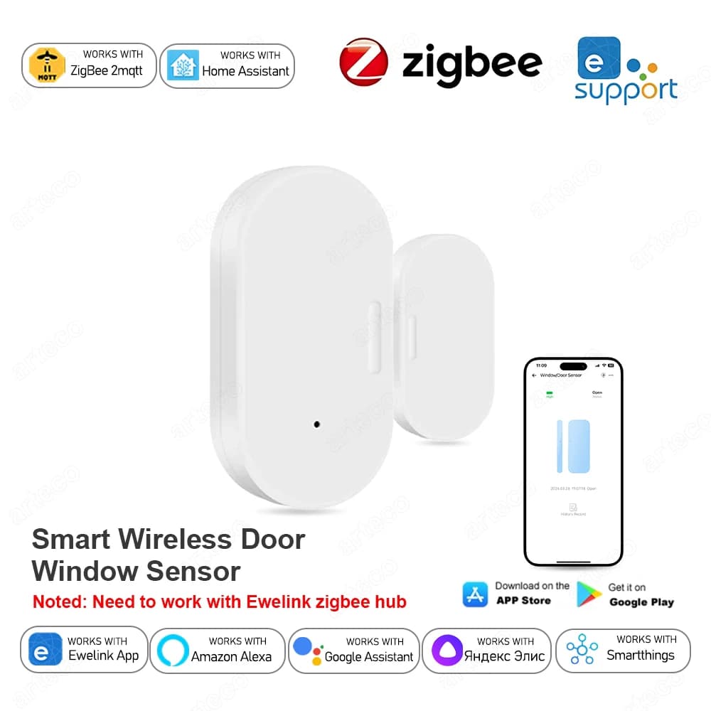 Zigbee Door Window Sensor Open Closed Detector Security Wireless Burglar Alarm Door Sensors Support Alexa Home Assistant Z2M
