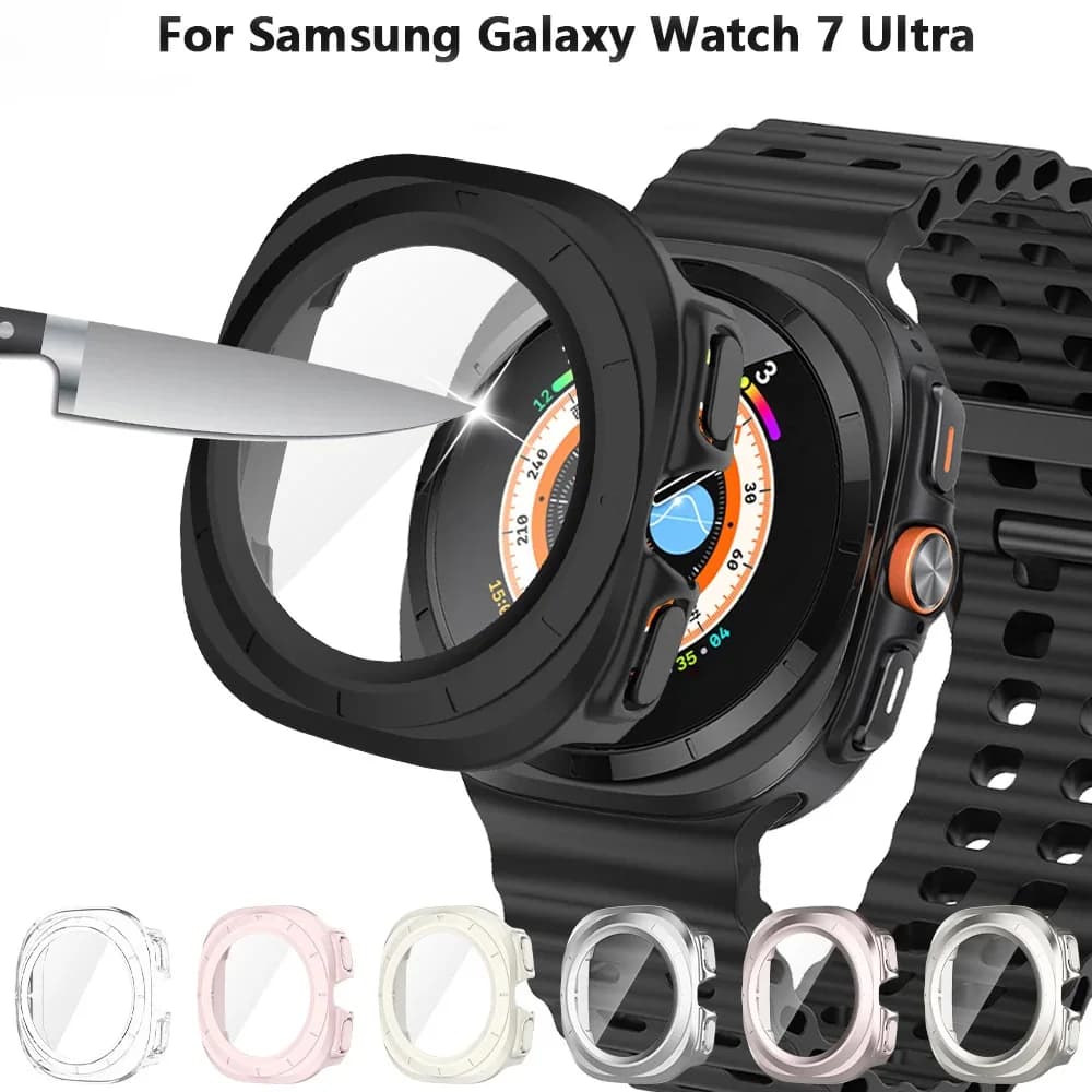 PC Case for Samsung Galaxy Watch 7 Ultra 47mm Tempered Glass Anti-scratch Screen Protector Bumper Protective Cover Accessories