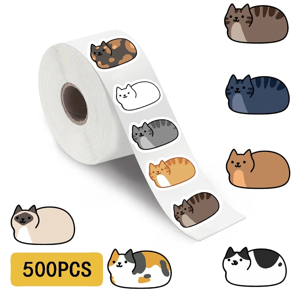 500PCS Kawaii Cartoon Cat Tuo Tuo Roll Stickers Skateboard Laptop Luggage Skateboard Phone Gift Waterproof Phone Cute Sticker 