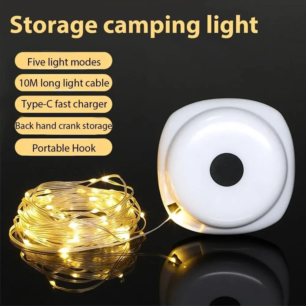 LED Rechargeable Camping Lamp Atmosphere 10M IPX4 Waterproof Recyclable Light Belt Outdoor Garden Decoration Lamp for Tent Room