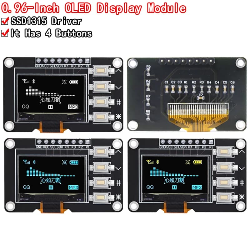 0.96 inch OLED IIC White/YELLOW BLUE/BLUE 12864 OLED Display with 4x4 key I2C SSD1315 LCD Screen Board for Arduino