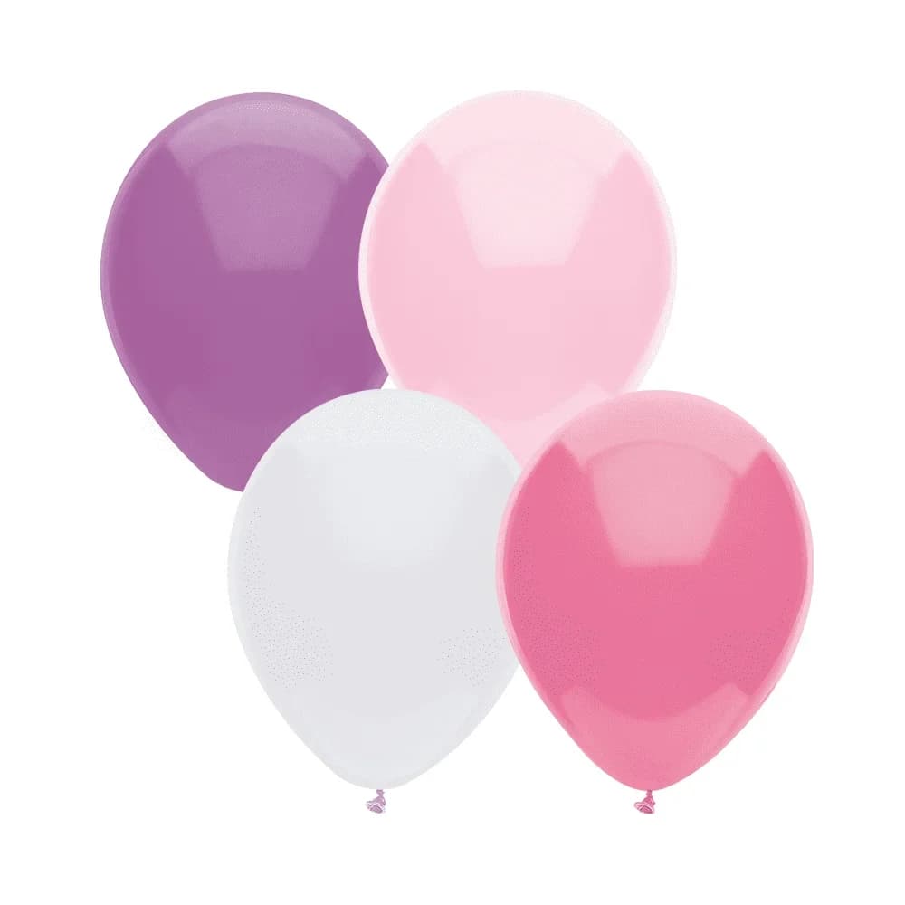 9" Pink/Purple/White Balloons, 20 Count