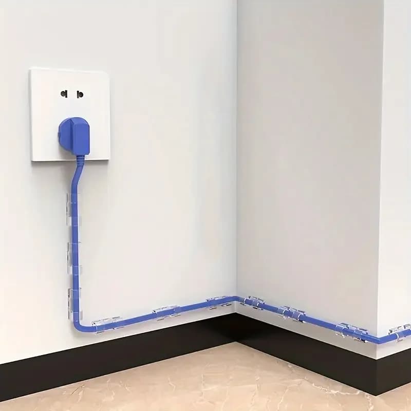 Clear Plastic Cable Clips - Transparent Wire Organizers for Wall & Desk Cable Management, Adhesive Cord Holders