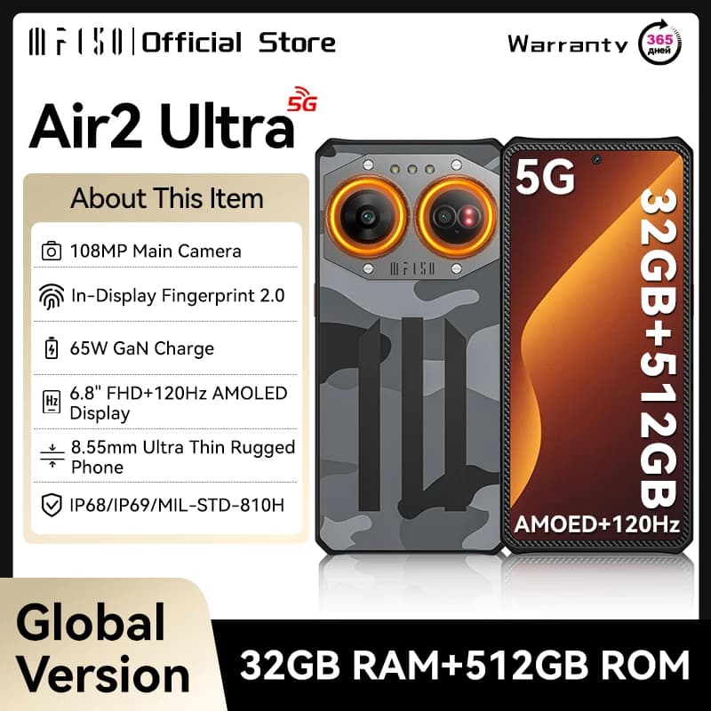 IIIF150 Air2 Ultra Rugged Smartphone 5G Android Mobile Phohe 6.8''FHD+ 120Hz AMOLED Screen 16GB+512GB 108MP Camera Phone