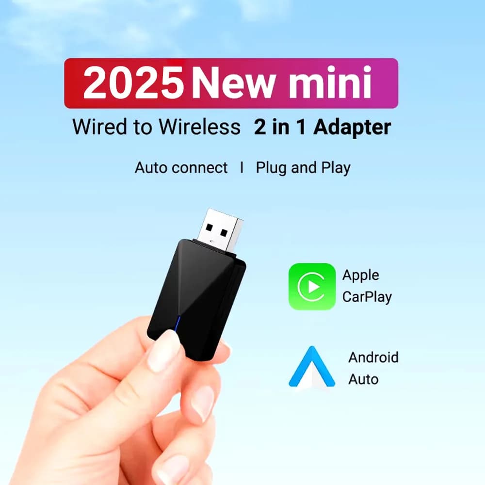 Wired to Wireless CarPlay and Android Auto 2in1 Mini Box 5GHz WiFi5 Transmission Speed Plug and Play Fashionable and Portable