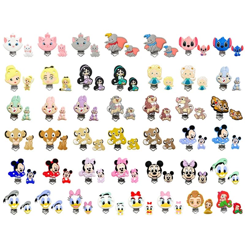 1set Silicone New Minnie Dumbo Mickey Beads Teether Food-Grade Chewing Teeth Bead DIY Nipple Chain Jewelry Accessories