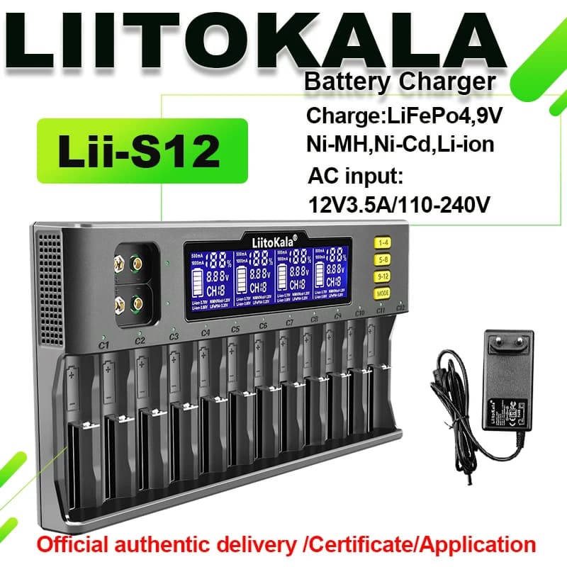 LiitoKala Lii-S12 S8 S6 AA AAA 16340 14500 18650 26650 21700 32700 Li-ion LiFePO4 Ni-MH/CD Battery smart charger