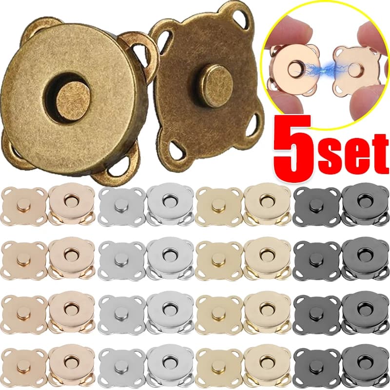 5sets 14/18mm Magnetic Sewing Button for Handbag Cloth DIY Bag Pushing Close Buckle Travel A