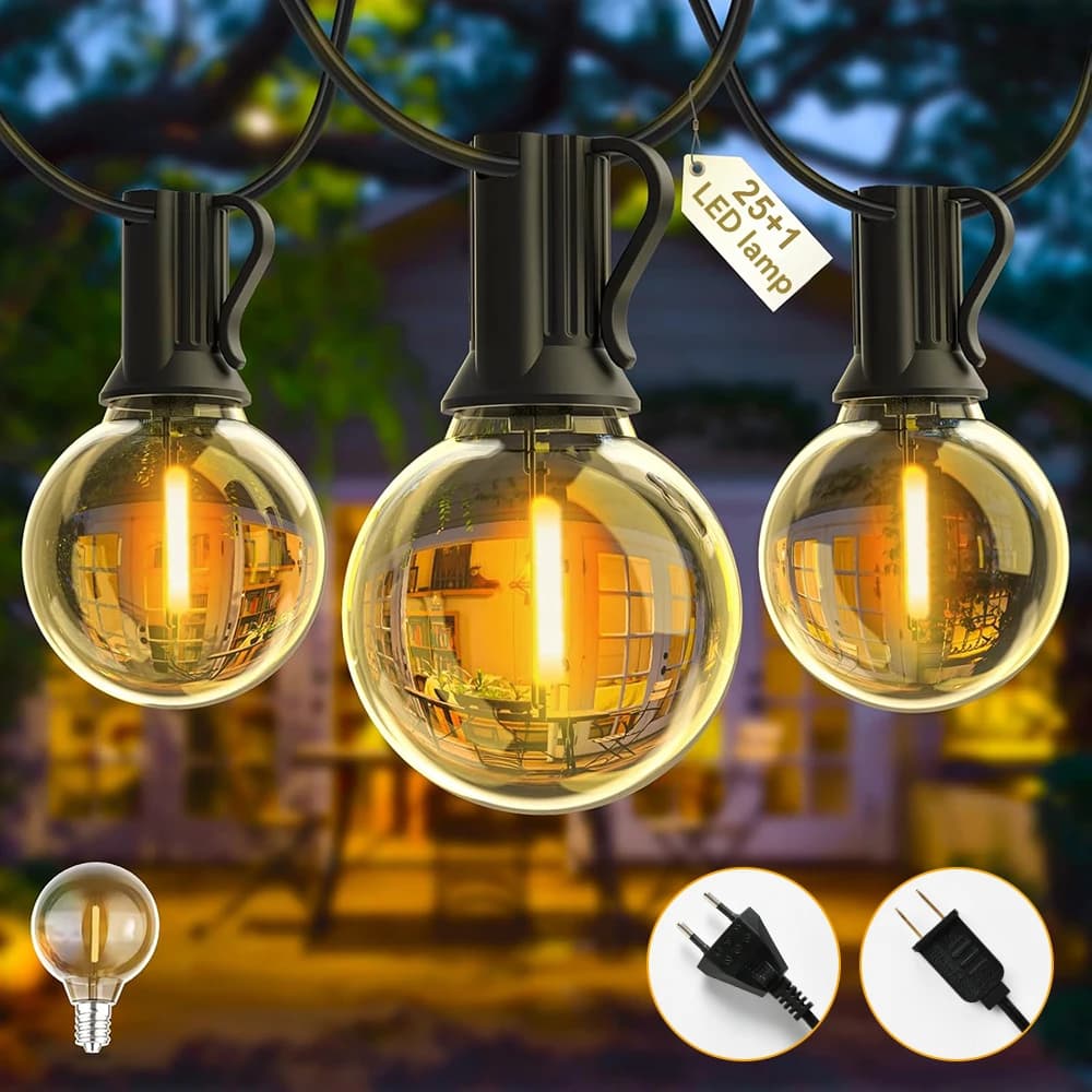 G40 LED Outdoor String Lights 15M Shatterproof Ball Lights LED Festoon Light For Patio Backyard Porch Garden Decorative Lighting
