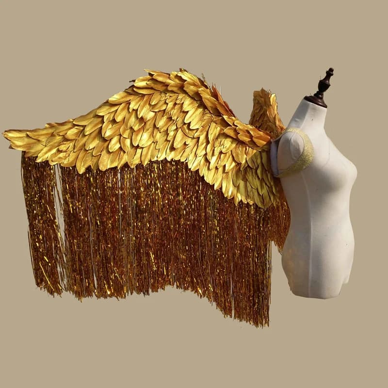 Beautiful silver Angel feather wings Fashion show photo shooting props gold wings Model catwalk stage show costume