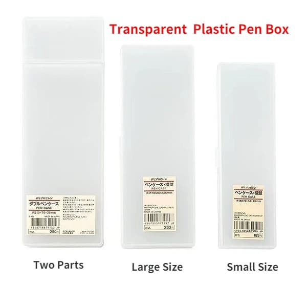 Japan Transparent Mujis Plastic Pens Box for School Pencil Case Extra Large Kawaii Pen Box Pencil Bag Stationery