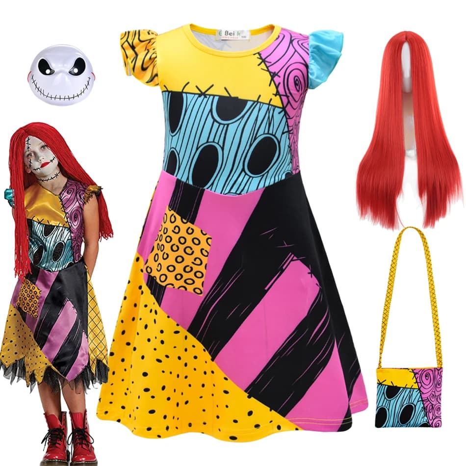 Children Halloween Cosplay Girls Dress Party Sally Christmas Costume Dresses Gothic Clothes