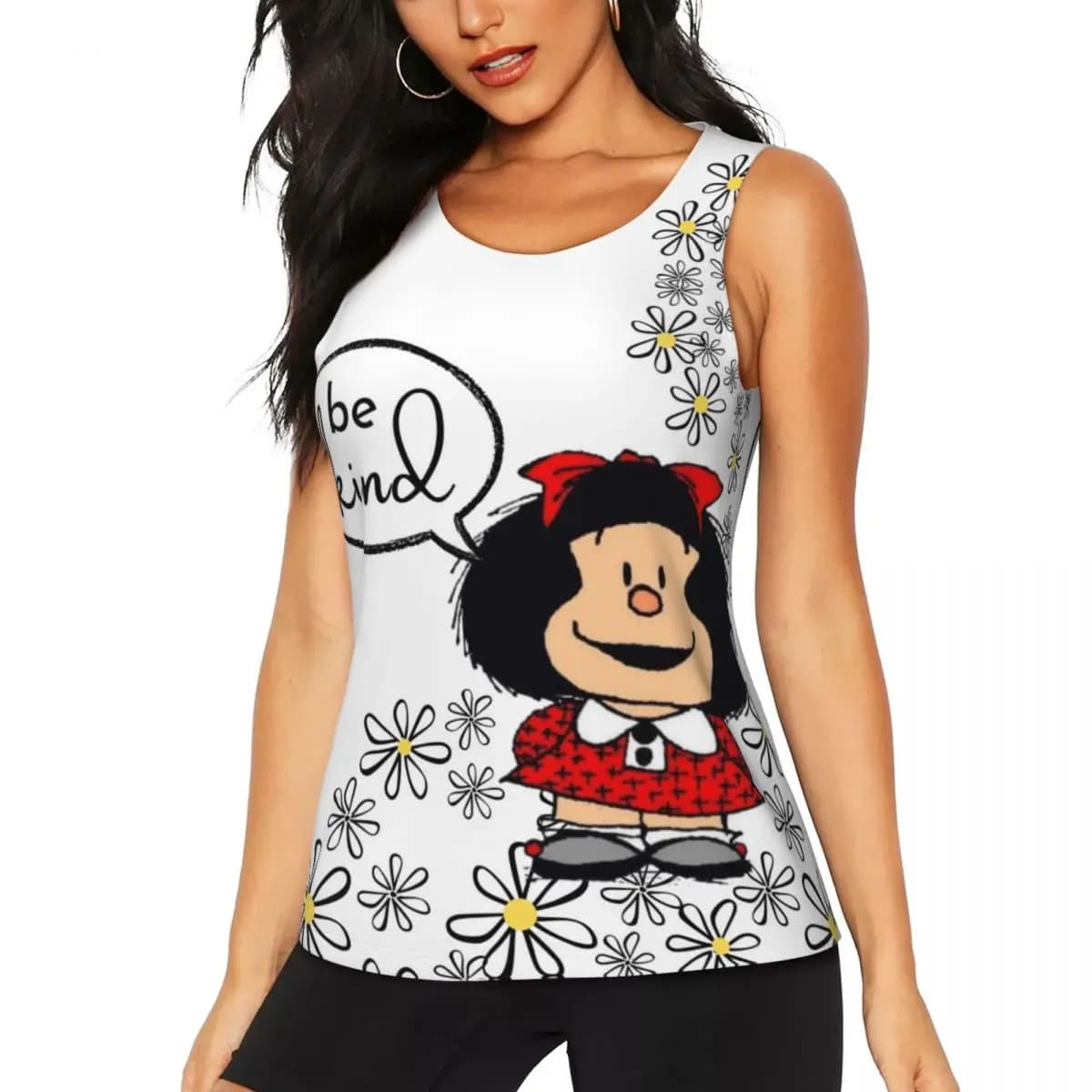 Custom MAFALDA Be Kind Yoga Shirts for Women Argentine Athletic Workout Running Tank Tops