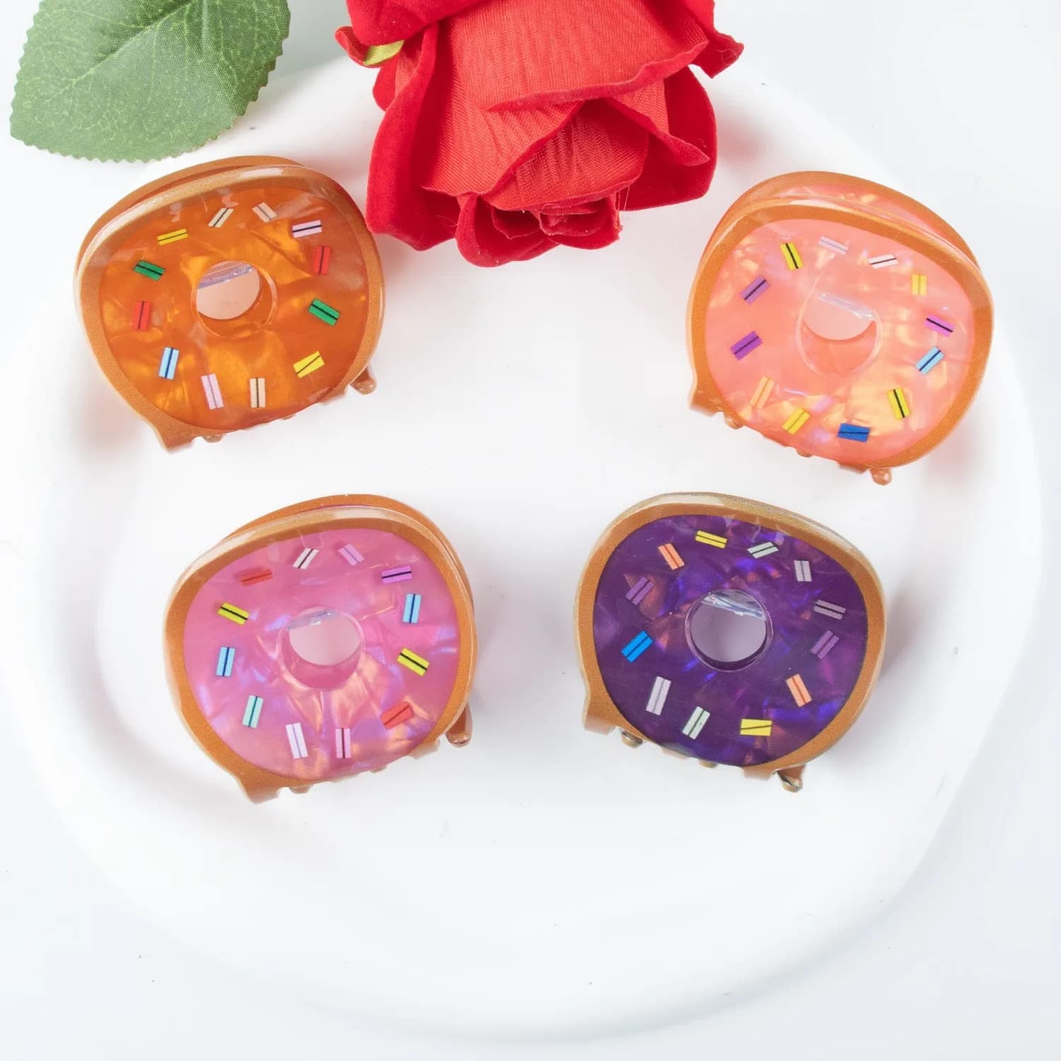 New Cartoon Creative Donut Hair Clip Made of PVC Material Sweet and Cute New Design Beautiful Girl's Favorite Shark Clip