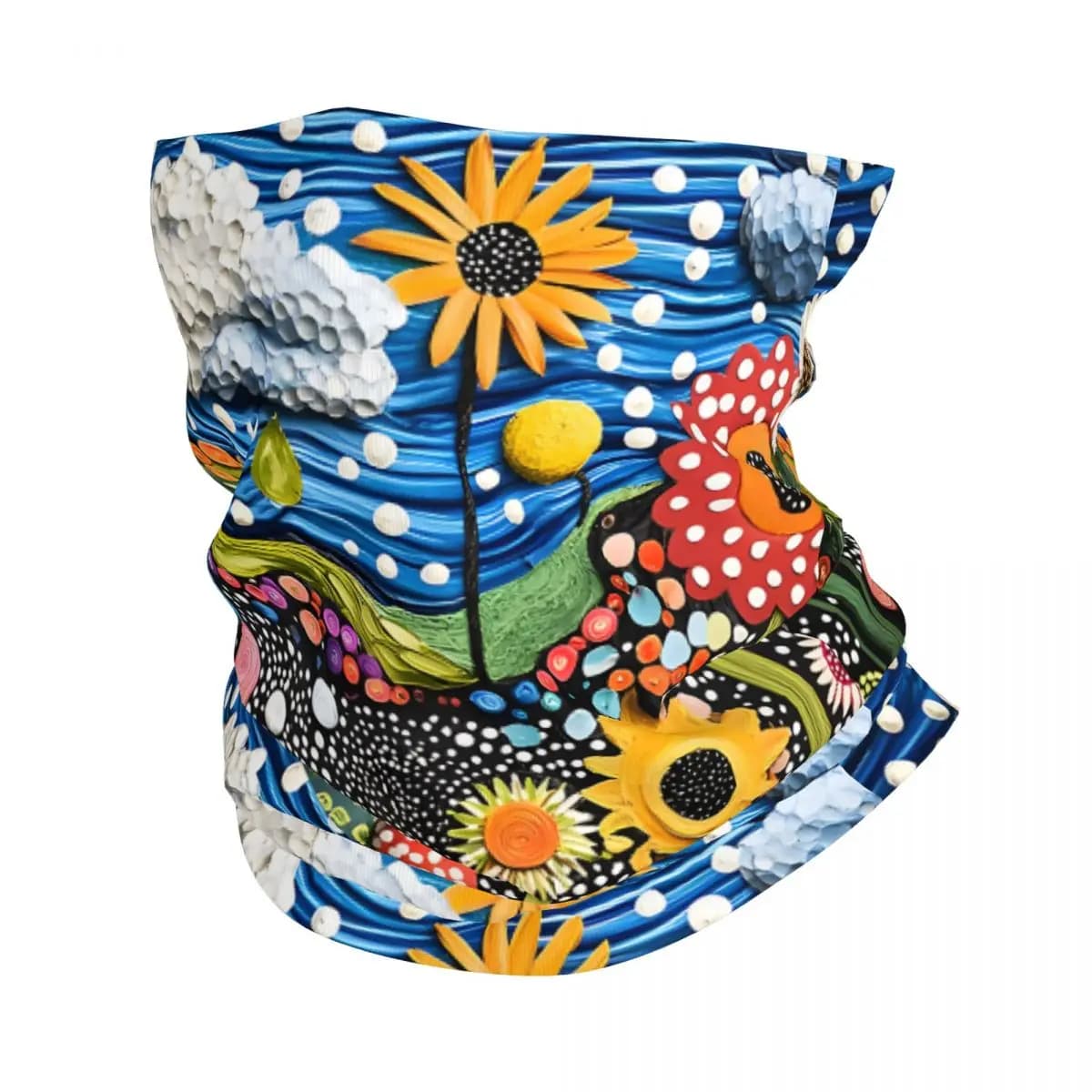 Polka Dot Garden Art Thin Bandana Neck Gaiter Polish Folk Wrap Scarf Headband Neck Cover